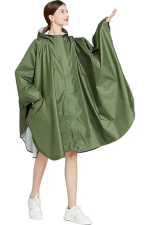 Merkloos S&Dshopline?? Regenponcho voor dames, waterdichte regenjas, vrije maat, met capuchon, ritssluiting, opbergtas met riem