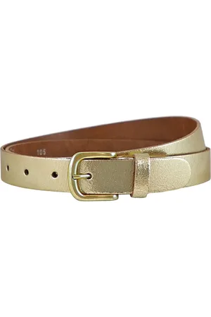 Landley Dames Riem Leer Metallic – Breedte 3 cm – Leren Vrouwen Riem - Lengte totaal 100 cm / Riemmaat 85