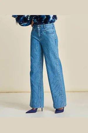 POM Amsterdam Jeans Wide Leg Denim Rhinestones