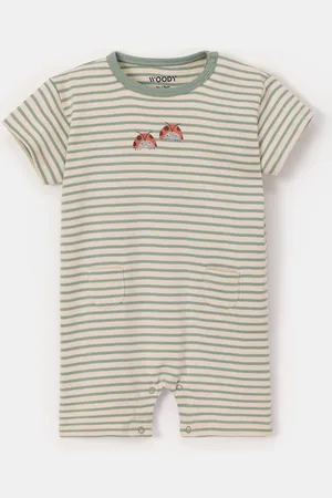 Woody Unisex Onesie groene streep - maat 062/3M