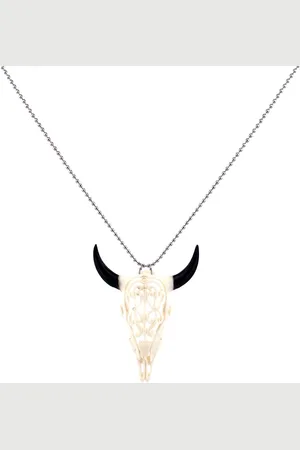 IBIZA MEN MENS JEWELLERY IbizaMen - heren ketting - ballchain RVS - hertegewei schedel - 74cm