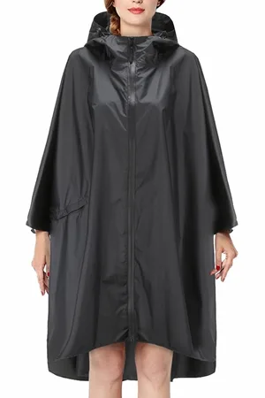 Merkloos S&Dshopline® Outdoor lichte regenjas dames waterdichte regenjas heren ritssluiting capuchon regenkleding lichte modieuze poncho