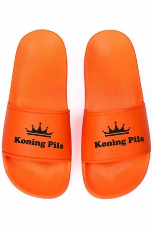 Merkloos Koning Pils Slippers – – Heren & Dames – Comfortabel – Perfect voor EK, WK, Koningsdag & Festivals – Maat 45
