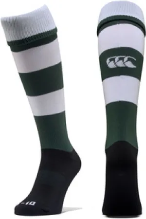 Canterbury CCC Team Hooped Sock Forest White - 29-33