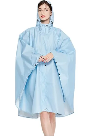 Merkloos S&Dshopline?? Regenponcho voor dames, waterdichte regenjas, vrije maat, met capuchon, ritssluiting, opbergtas met riem