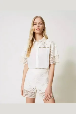 Twin-Set Twinset Broderie anglaise shorts with macram?? lace XS