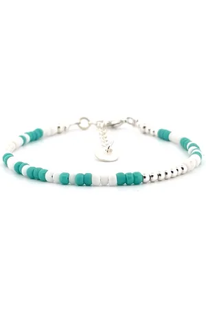 IBIZA MEN MENS JEWELLERY IbizaMen - heren - armband - 925 zilver - turkoois wit - 3mm - verlengstuk 18cm + 4cm