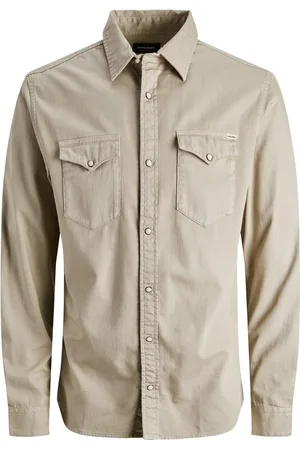 JACK & JONES Heren Overhemd SHERIDAN Beige M Volwassenen