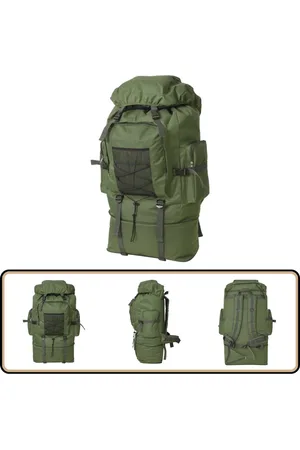 vidaXL Rugzak legerstijl XXL 100L - Olijfgroen Militaire Rugzak - Rugbak - Trekking Rugzak - Wandelrugzak - Survival Rugzak