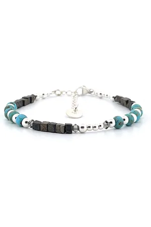 IBIZA MEN MENS JEWELLERY IbizaMen - heren - armband - 925 pyriet turkoois - 4mm - verlengstuk 18cm + 4cm