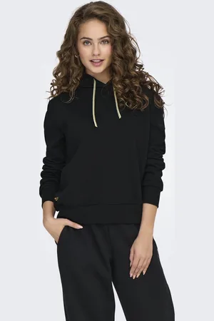 ONLY ONLNOLI L/S HEART HOOD SWT NOOS Dames Trui - Gold Strings + Heart Emb