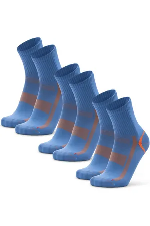 DANISH ENDURANCE Korte Sport Sokken - Lichte Compressie - Anti Blaren - 3-paar - Blauw Oranje - Maat 35-38