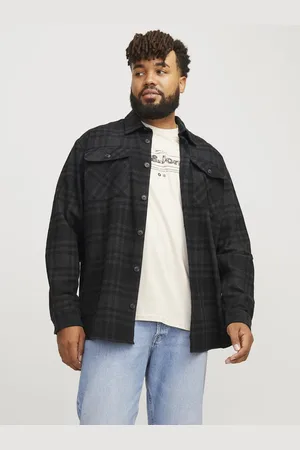 JACK & JONES JACK&JONES - JPRRAYMOND MELANGE CHECK OVERSHIRT PLS - Heren - Overhemden