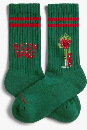 Jimmy Lion Kids Athletic Skateberry Dark Green Unisex Sokken - - 26-30