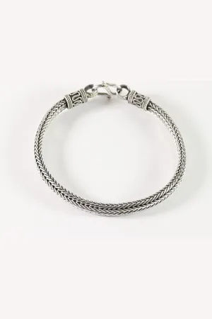 AsiAsia Zware zilveren snake armband met bewerkte sluiting - 23 cm