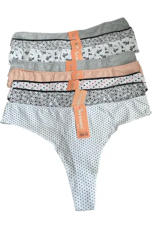 Merkloos Dames Katoenen String 3353-1# 5-pack Maat L-XL (40-42)