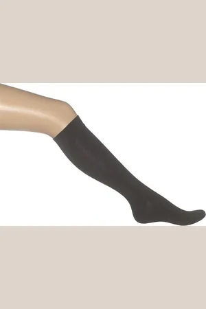 Bonnie Doon Dames - Cotton Knee-High - Donker Bruin/ - maat 35-38 (2 paar)