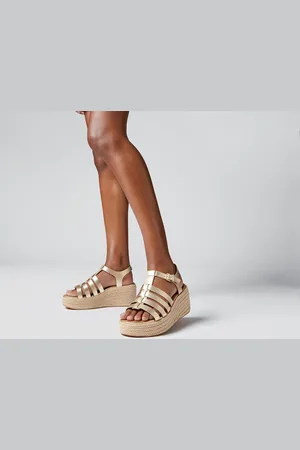 FitFlop Platfforms Espadr. Leather Fisherman Wedge Sandals - Maat 41