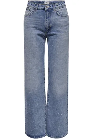 ONLY Jeans Onljuicy Hw Rhinestone Wide Rea365 15341683 Medium Blue/rhinestone Dames Maat - W31 X L32