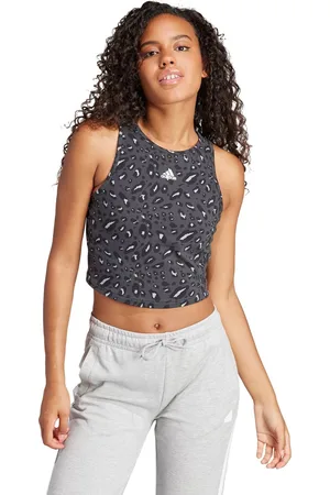adidas Sportswear Essentials Animal-Print Crop Tanktop - Dames - - XS