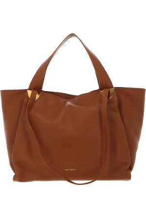 Coccinelle Leren Handtas Schoudertas Oliver Handbag Grained Leather Lichtbruin