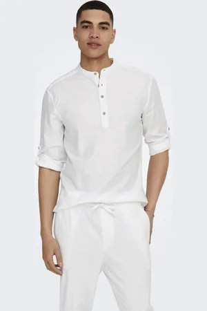 Only & Sons Heren Longsleeve ONSCAIDEN slim fit Wit XS Ronde Hals Volwassenen