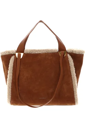 Coccinelle Schoudertas Oliver Eco Shearling Suede Leather Shoulderbag Lichtbruin