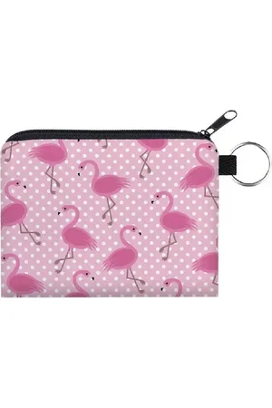 Merkloos Gemakkelijk om erbij te hebben, dit handige rits portemonneetje met sleutelring 12x10cm en een leuke afbeelding van flamingo
