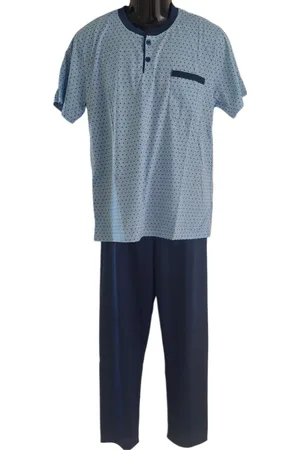 Merkloos Uniseks Pyjama set Dames & Heren - 2 Delig - Kleur - Blokjes patroon - Maat M - Korte Mouwen - Lange Broek - Knopen - Cadeau - Kerst