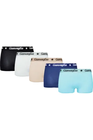 Gianvaglia Dames Onderbroek Katoen - Boxershort 5-pack - Korte Pijp - Maat M - / wit/ beige/ donkerblauw/ blauw