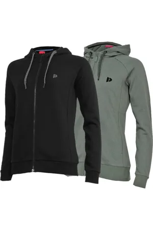 Donnay 2-Pack - Vest met capuchon (Anna) - Sportvest - Dames - Black/Jungle green (549) - maat XXL