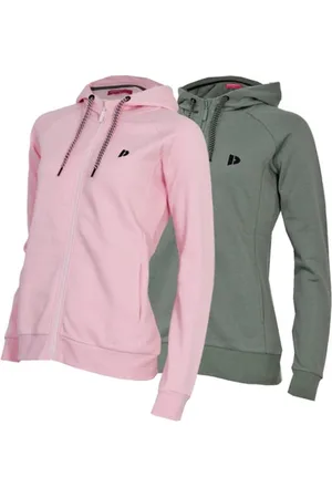 Donnay 2-Pack - Vest met capuchon (Anna) - Sportvest - Dames - Shadow Pink/Jungle green (634) - maat XXL