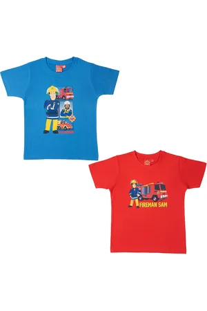 Brandweerman Sam Shirt - Set van 2 stuks - Blauw/ - Maat 110/116