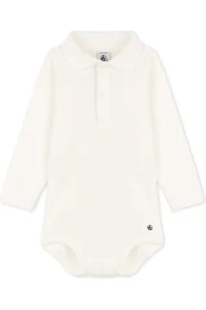 Petit Bateau Katoenen body met lange mouwen en polokraagje voor baby
