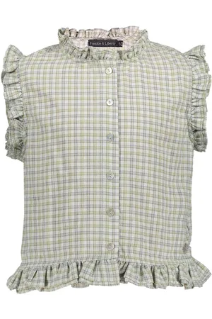 Frankie & Liberty Zomer blouse meisjes - groen - geruit - Romila