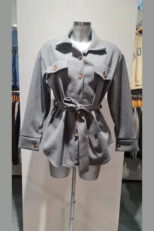 Merkloos Pretty Body | Overshirt - jasje Grey | Dames