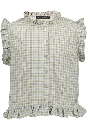 Frankie & Liberty Zomer blouse meisjes - groen - geruit - Romila