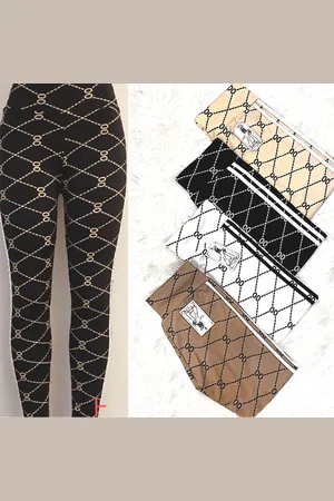 Merkloos Dames fashion legging met witte bies maat M