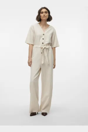 VERO MODA Broek Vmjazzlyn 2/4 V-neck Jumpsuit Vma 10305279 Natural/melange Dames Maat - M