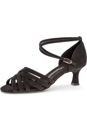 Diamant Latin & Salsa dames dansschoenen - 008 - 077 - 335 - 5cm hoge flared hak - Enkelbandje met gesp - suede - Schokdempend hielkussen - Praktische druksluiting - Suede zool - Latin, Tango, Salsa, Kizomba, Bachata - - - 40.5