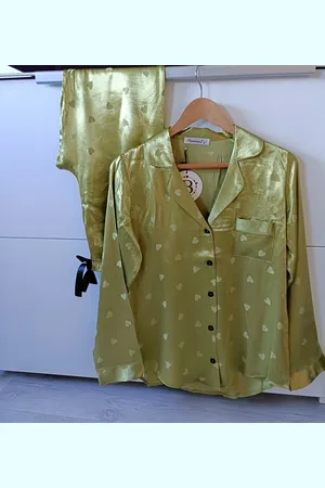 Merkloos Dames 2- Delige -Pyjama- Luxe Pyjamaset- Nachtkleding- Homewear -Satijn- Cadeauset voor Vrouwen Maat L