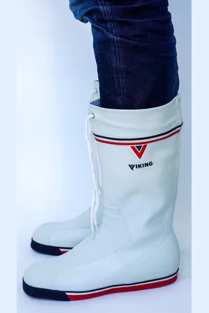 Viking Bootlaars - maat 44 - valt klein - brede schacht - B keus -witte rubberen laars - geen profiel - vlakke laars - kado vrouw - kado man - tuinlaars - modische laars - boot laars