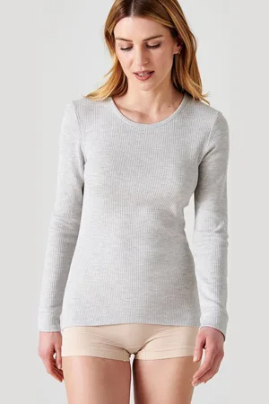 Damart T-shirt met ronde hals, Thermolactyl geribde fleece, warmte Intense 4 - Dames - - XXL