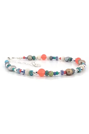 Heaven Eleven Dames - enkelbandjes - zilver 925 - color - 4-6mm - verlengstukje 23cm + 4cm