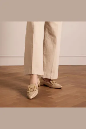 Manfield Dames - suède loafers met glitter - Maat 42