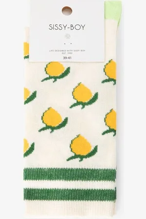 Sissy-Boy Witte sokken met citroenprint