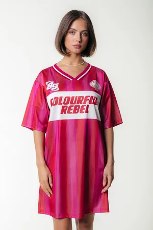 Colourful rebel Taylie Striped Football Tee Dress - Dames - Jurken - M