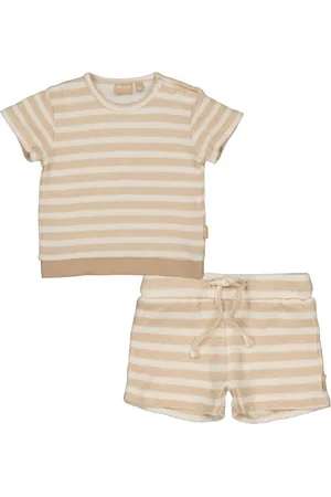 Quapi Baby jongens setje: Shirt Gavin en Short Glen Sand Stripe maat 80