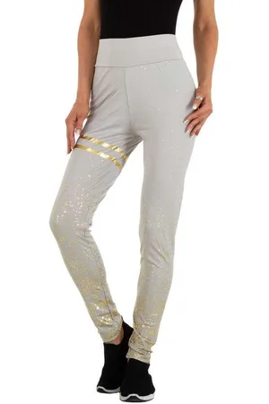 Merkloos Stretchy legging goud glitter S/M