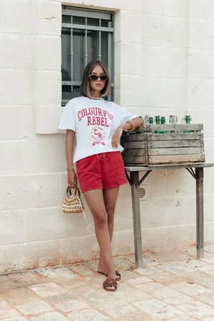 Colourful rebel CR Varsity Loosefit Tee - Dames - T-shirts - L